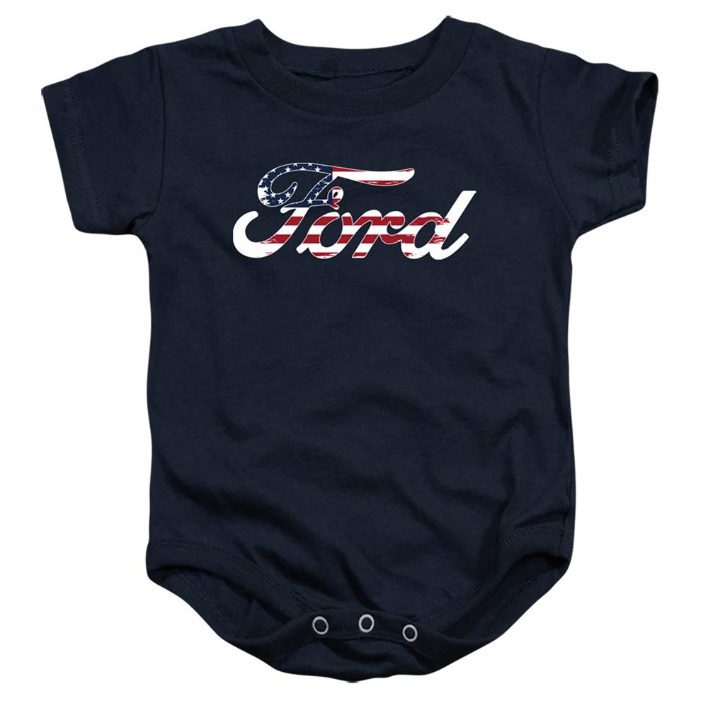 Ford Flag Logo Unisex Infant Snap Suit for Baby Boys and Girls, Small (6 Months) Navy
