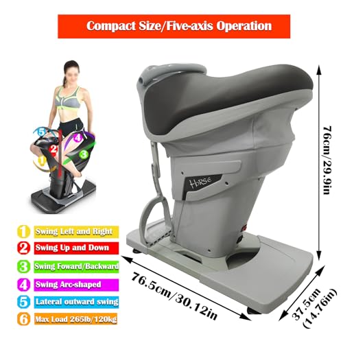 Máquina Simuladora Eléctrica de Equitación para Fitness, 110 V, Carga Máxima 264 lb, 3 Modos de Programa, 20 Velocidades, Interruptor de Seguridad, Entrenamiento Integral para Brazos, Cintura, Piernas y Abdomen, Color Gris para Gimnasio en Casa miniatura 4
