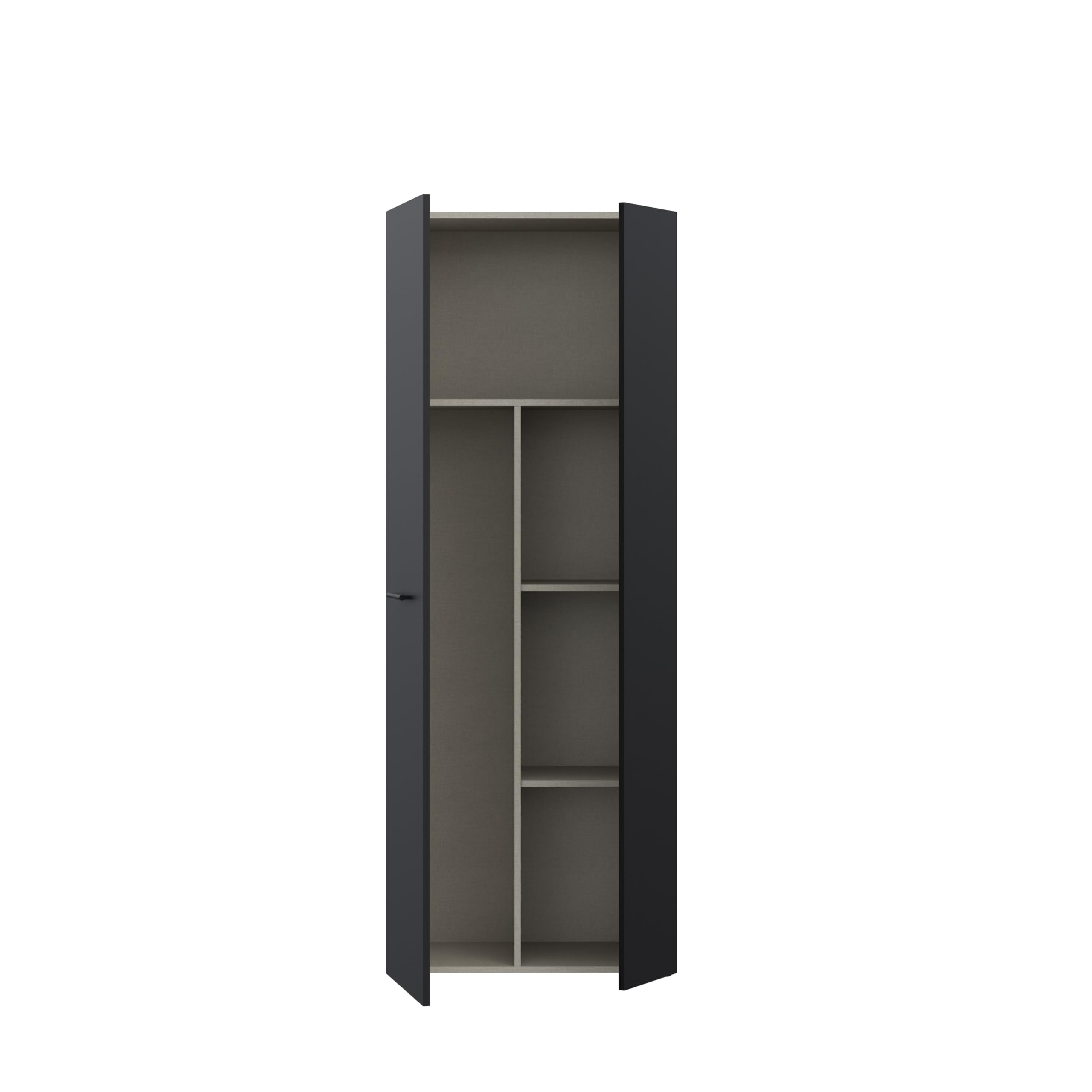 AVANTI TRENDSTORE - Feena - Armadio multiuso a 2 ante battenti con 3 ripiani, in legno laminato di colore nero. Dimensione LAP 68,7x181,1x36,5 cm