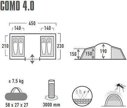 High Peak Como 4 Kişilik Kamp Çadırı