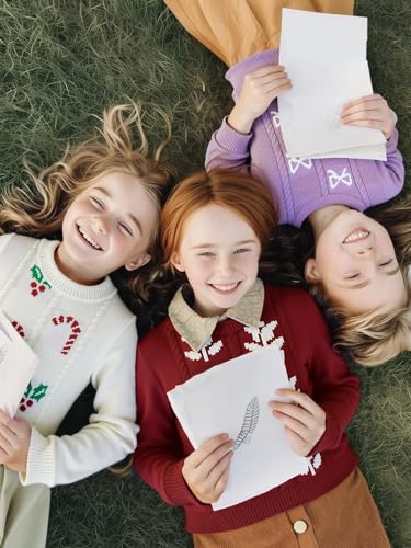 Girls Fall Sweaters Pattern Casual Crewneck Long Sleeve Knit Pullover Jumper Tops3