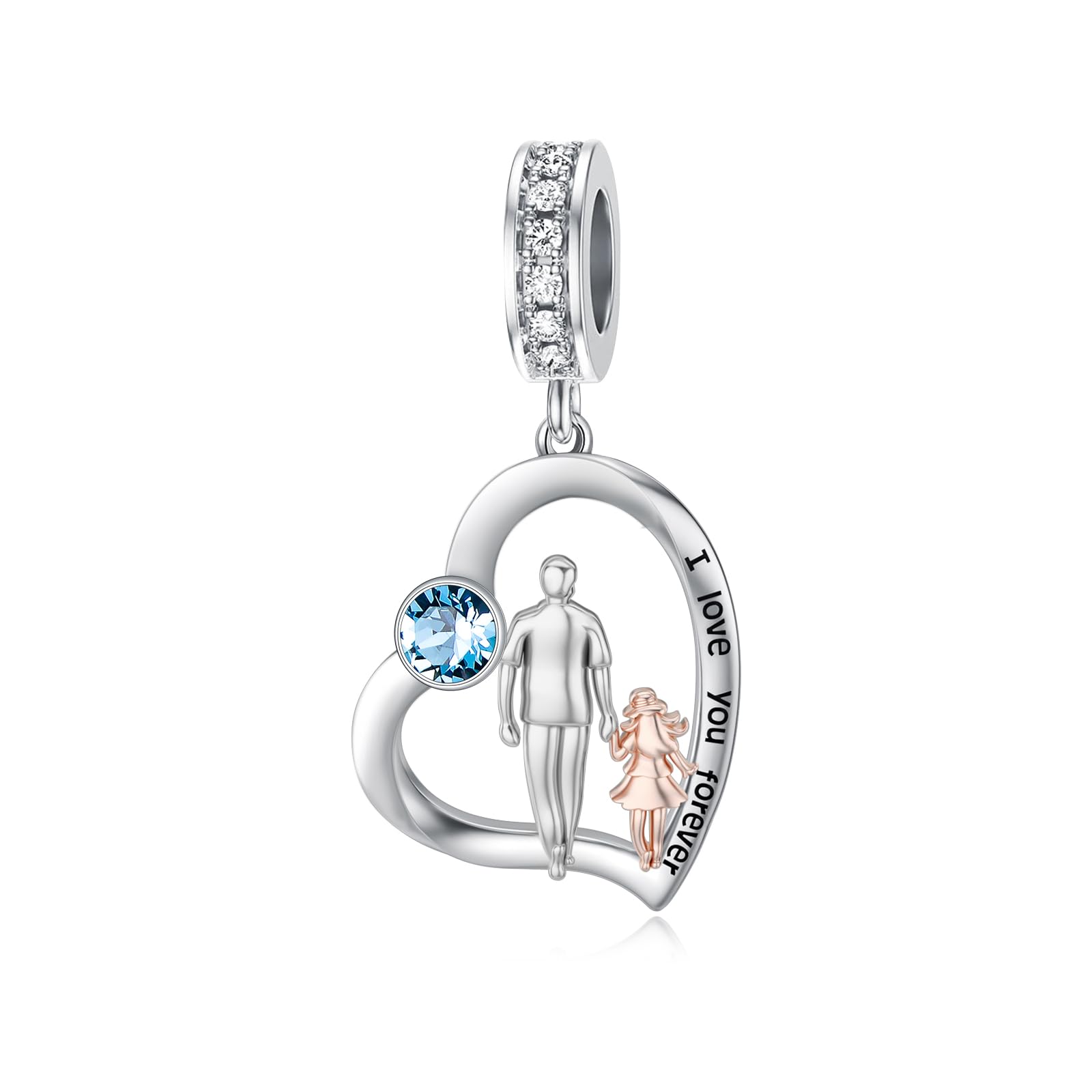 PROESS Father Mother Daughter Charm fit Charms Bracelet Sterling Silver Charms for Bracelets Birthday Valentines Day Gifts for Daughter Mother Lover