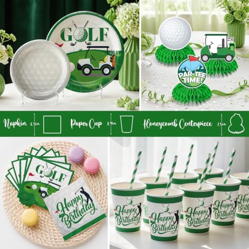 Image of 193Pcs cocomigo Golf Birthday Decorations Tableware Set, 25 Serves