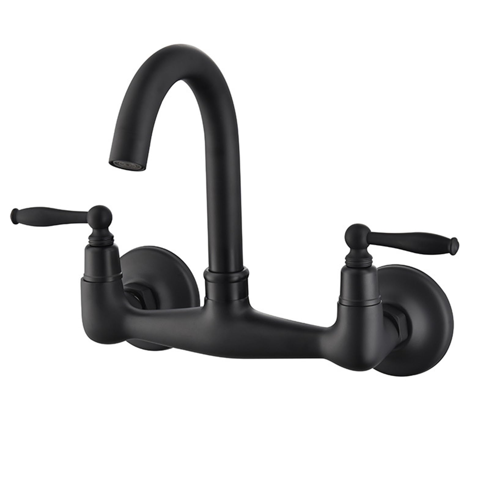 Robinet lavabo deux poignées mitigeur rétro salle de bain noir rotatif 360 col de cygne