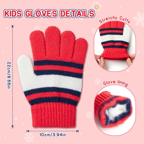 Image of Kids Winter Hat Gloves Scarf Set: Girls Boys Beanie Fleece Lined Ages 6-10