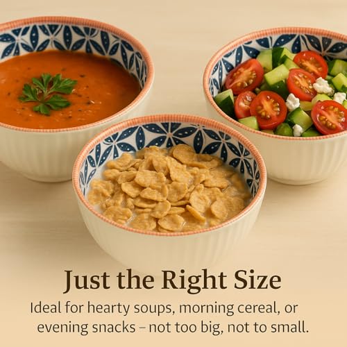 Image of YELONA Ceramic Bowls Set of 2 | 300ml Japanese Honeycomb Rice & Snack Bowls | Blue Blossoms Design | Microwave & Dishwasher Safe | 11.5 cm | Lead-Free Porcelain