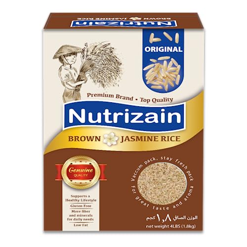 Nutrizain Brown Jasmine Rice 4lbs (1.8Kg) | Vacuum Packed for Longer Freshness | Gluten Free | High Fibre