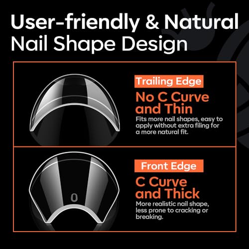 Image of modelones XXL Long Coffin French Nail Tips, 504 PCS No C Curve Half Cover Clear Acrylic Fake Nails Tips Gel Pre-shaped 12 Sizes with Box