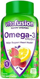 vitafusion Omega-3 Gummy Vitamins, Berry Lemonade Flavored, Heart Health Vitamins(1) With Omega 3 EPA/DHA and Vitamins A, C, D and E, America’s Number 1 Gummy Vitamin Brand, 60 Day Supply, 120 Count