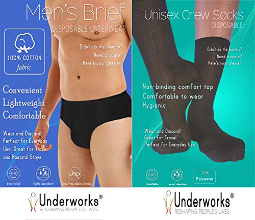 Underworks 10-Pack of Mens Disposable Briefs and 10-Pack of Disposable Socks2