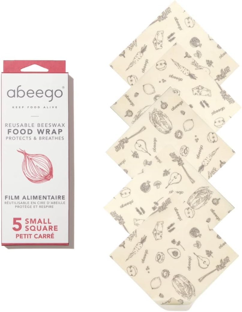 Abeego, The Original Beeswax Food Storage Wrap - Set of Five 7" Natural Small Square Sheets