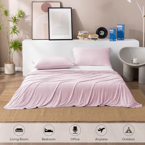Image of HOMFINE Cooling Blanket for Hot Sleepers King Size, Pink 108 inchx90 inch | Dual-sided mica nylon cool, Q-Max 0.439 instant cool, Lightweight & breathable for night sweats & menopause, Machine washable