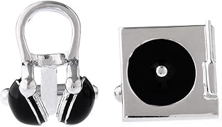 MRCUFF Headphones Turntable DJ Radio Record Player Pair Cufflinks in Presentation Gift Box & Polishing Cloth