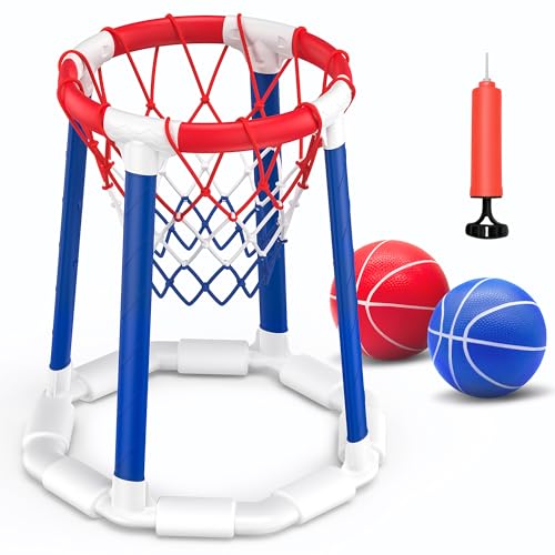 CHMYWJ Pool Basketball Hoop Pool Games Pool Toys with 2 Basketballs Floating Basketball Hoop for Pool for Kids & Adults Indoor Outdoor