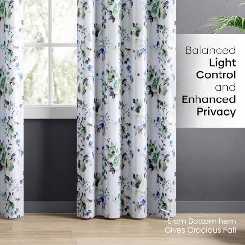 Image of haus & kinder Digital Printed Cotton Door Curtain 7 Feet Long Pack of 2 Door Curtains, 7 Feet Curtain for Door (Bloom Breeze, Multicolor 130x213 CM)