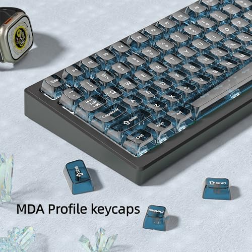 Image of dagaladoo Haze Blue Clear keycaps for Mechanical Keyboard,Transparent MDA keycaps 60 75 100 Percent,Ceramic Jelly Key caps Set,Shine Through Key caps for Mx Switches Mechanical Keyboard(115key)