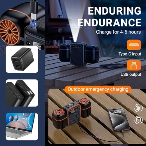 Ventilador de cinturón recargable de 10000 mAh para pesca y camping 5