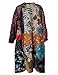 NFYM Women's Trench Coat Long Cotton Linen Floral Print Jacket Cottagecore Clothing Patchwork Outwear Each Piece Unique (Vintage, XL)