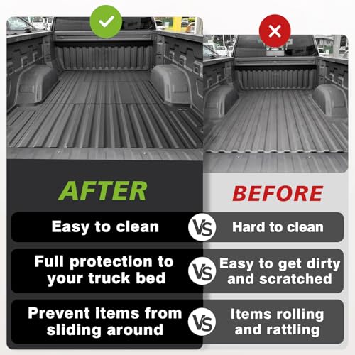 TripleAliners Truck Bed Mat Compatible with 2020-2024 Chevy Silverado/GMC Sierra 2500 3500HD Accessories 6.8FT Vehicle Bed Mat Perfectly Flush All Weather Protection TPE HeavyDuty Pickup Car Cargo Mat