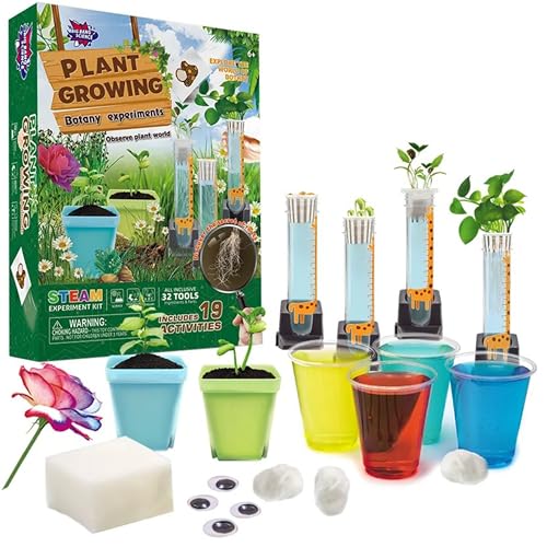 STEM Plant Growing Kit for Kids Ages 8–12 | 19 Hands-On Science Experiments | Learn Transpiration, Hydroponics & More | Use Seeds from Your Kitchen | Educational Gift for Home & School Projects