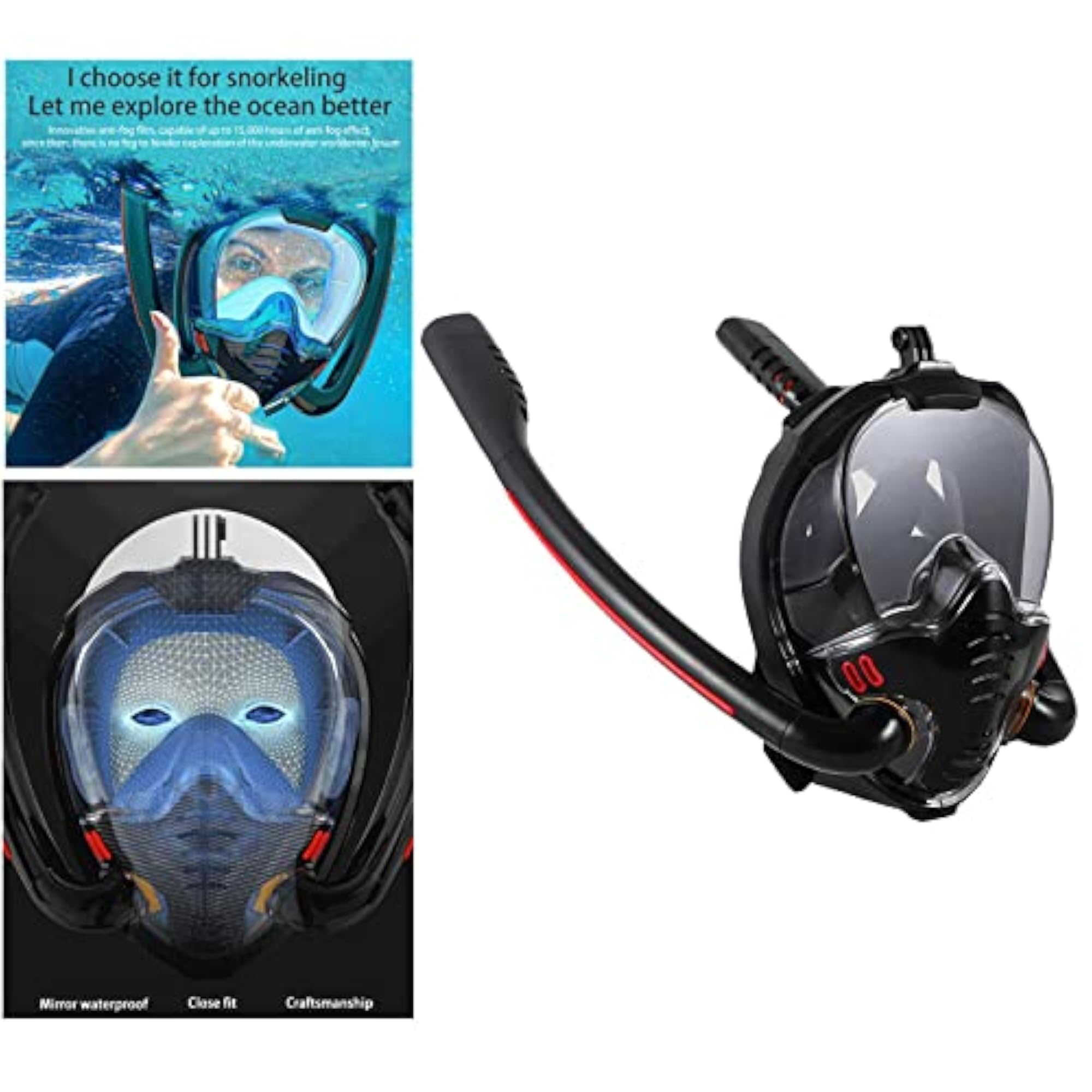Full Face Snorkel Mask with 180 Panoramic View