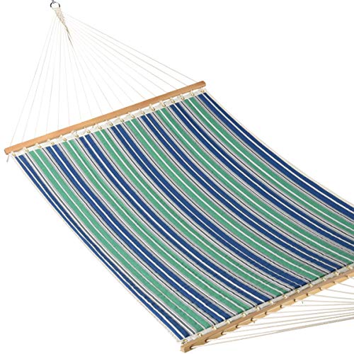 Caribbean Hammocks - Quilted Hammock (Green & Blue Stripe)