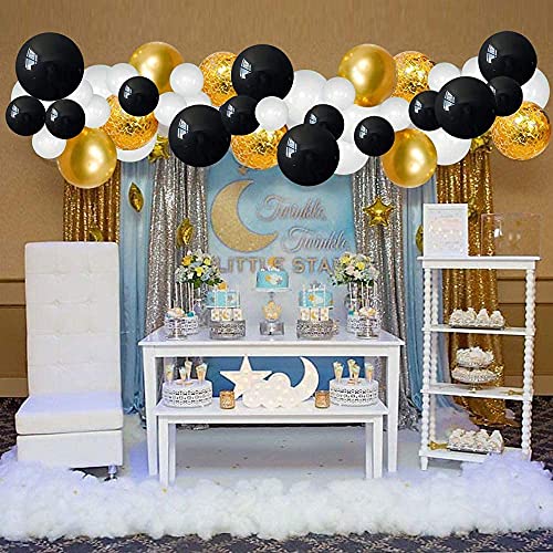 Image of GrandShop Balloon Arch Decoration Kit 112 Pcs (GOLD BLACK WHITE) material Latex