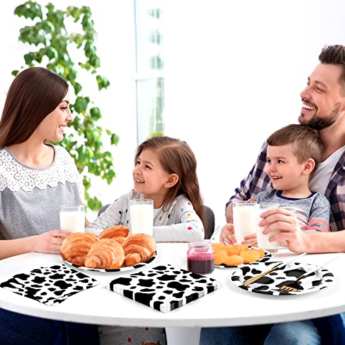Durony 32 Pieces Cow Print Party Supplies Include 16 Cow Print Napkins 16 Party Plates Cow Farm Theme Party Decorations For Birthday Party, Baby Shower, Dinnerware #TOP6