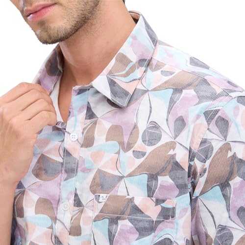 Image of Spykar Men's Slim Fit N /A Half Sleeve Printed Casual Shirts