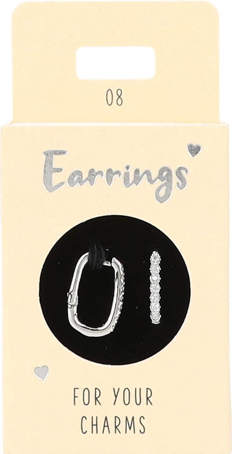 DepescheDepesche 11833-008 Pendientes criollos de Forma Ovalada, con Piedras Blancas, bañados en Plata, Ideales como pequeño Regalo, Color Silver-White, Normal