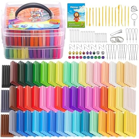 CiaraQ Polymer Clay Starter kit, Oven Bake Modeling Clay with Sculpting Tools, 50 Colors, 2.8 lb Cover