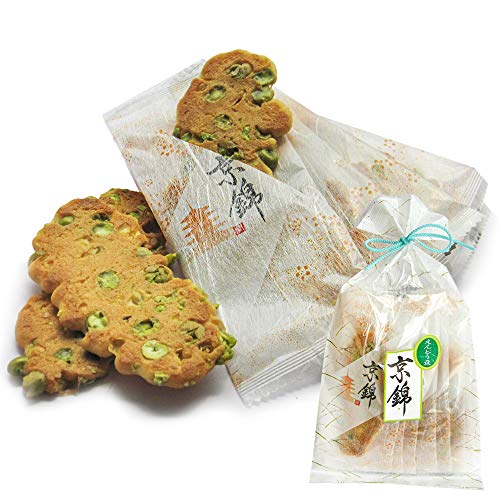 京せんべい 和風ひも結び京錦(えんどう豆) 10袋セット うす塩味のフライえんどう豆入り あまじょっぱい挟みせんべい 個包装 京都土産