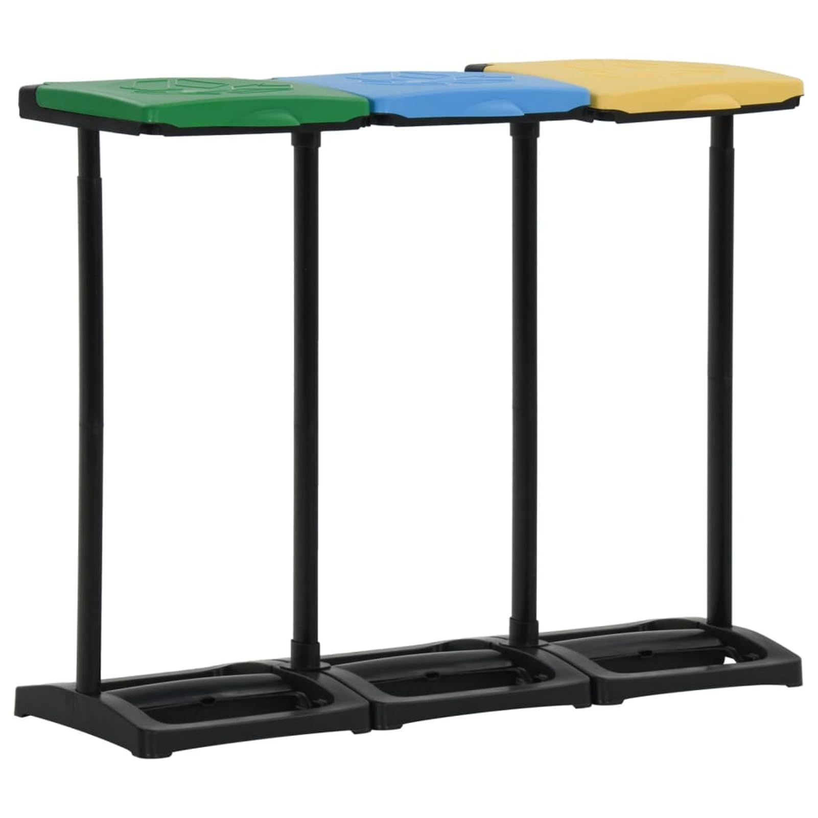 3-Fach Mülltrenner, Müllsackständer aus PP, Mehrfarbig 98x36x82cm, für Haushalt und Recycling 340989