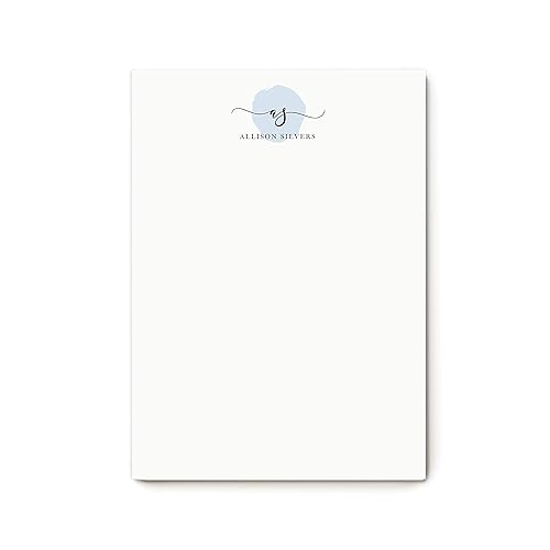 Monogrammed Note Cards Set, Custom Stationery with 2 Letter Monogram and Full Name, 5 x 7 or 8 x 10 Notepad with 50 Sheet, Delicate Mono Pad