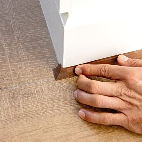 Image of InstaTrim Outside Corners - 10 Dark Brown 3 /4 inch Wide Caulk Strip Outside Corner Pieces - Trim for Outside Corners - Paintable | Ten paintable dark brown outside-corner caps finish external joints on matching 3 /4 in InstaTrim flexible trim installations.