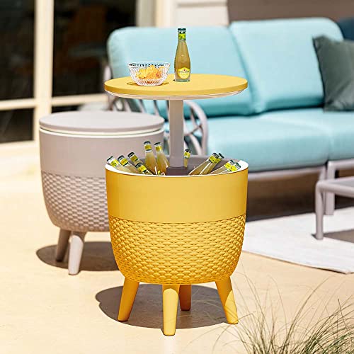 Lagoon Cancún Outdoor Cooler Bar/Cocktail/Coffee 3-in-1 Patio Table (Black)