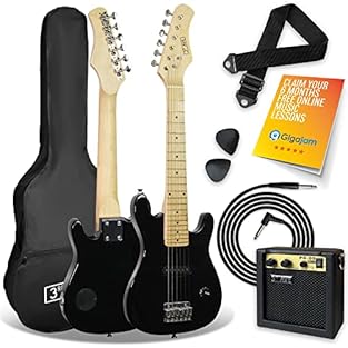 JUNIOR GUITAR BUNDLE – This right-handed junior electric guitar bundle has everything a child needs to start their Rock & Roll journey! A lightweight carry bag, picks, guitar strap, 5W mini amplifier with carry strap and lead GUITAR FOR KIDS – Design...