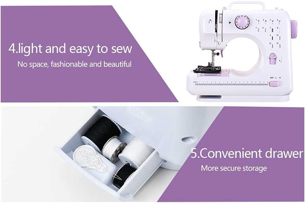 Mini-naaimachine met bord Draagbaar Elektrisch Huishoudelijk knutselen Herstellen Multifunctioneel 12 Ingebouwde steken Beginners - Image 6