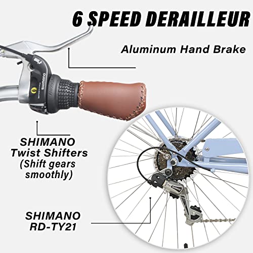 Avasta Road Hybrid Bike For Women, Lightweight Step Throught 26 Inch Aluminum Alloy Frame City Commuter Comfort Bicycle, 6-Speed Drivetrain, Color Blue With Black Tires #TOP4