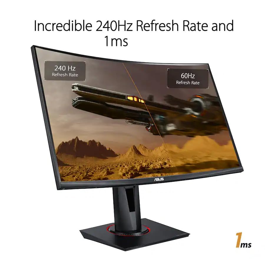 Image of ASUS TUF 27 inch FHD Curved Gaming Monitor (2Pack) with Adj Tilt /Swivel /Height | 240Hz Refresh Rate, Flicker-Free, Adaptive-sync, AMD FreeSync Premium, VESA Mount, HDMI w /DKZ Hub & ErgoFlexy Dual Mount Arm