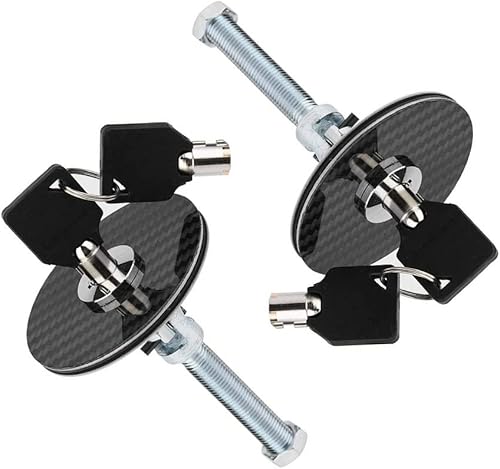 ANJOSHI Cerradura para capó de automóvil paquete de 2 unidades de aleación de aluminio de liberación rápida estilo universal de fibra de carbono
