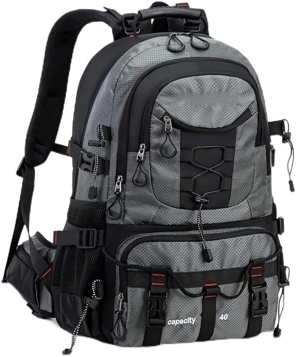 Multi Functional Large Capacity Travel Backpack Casual Outdoor Camping Hiking Rucksack, Mountaineering Bag for Men Women Travel Cycling Camping Outdoor, Black