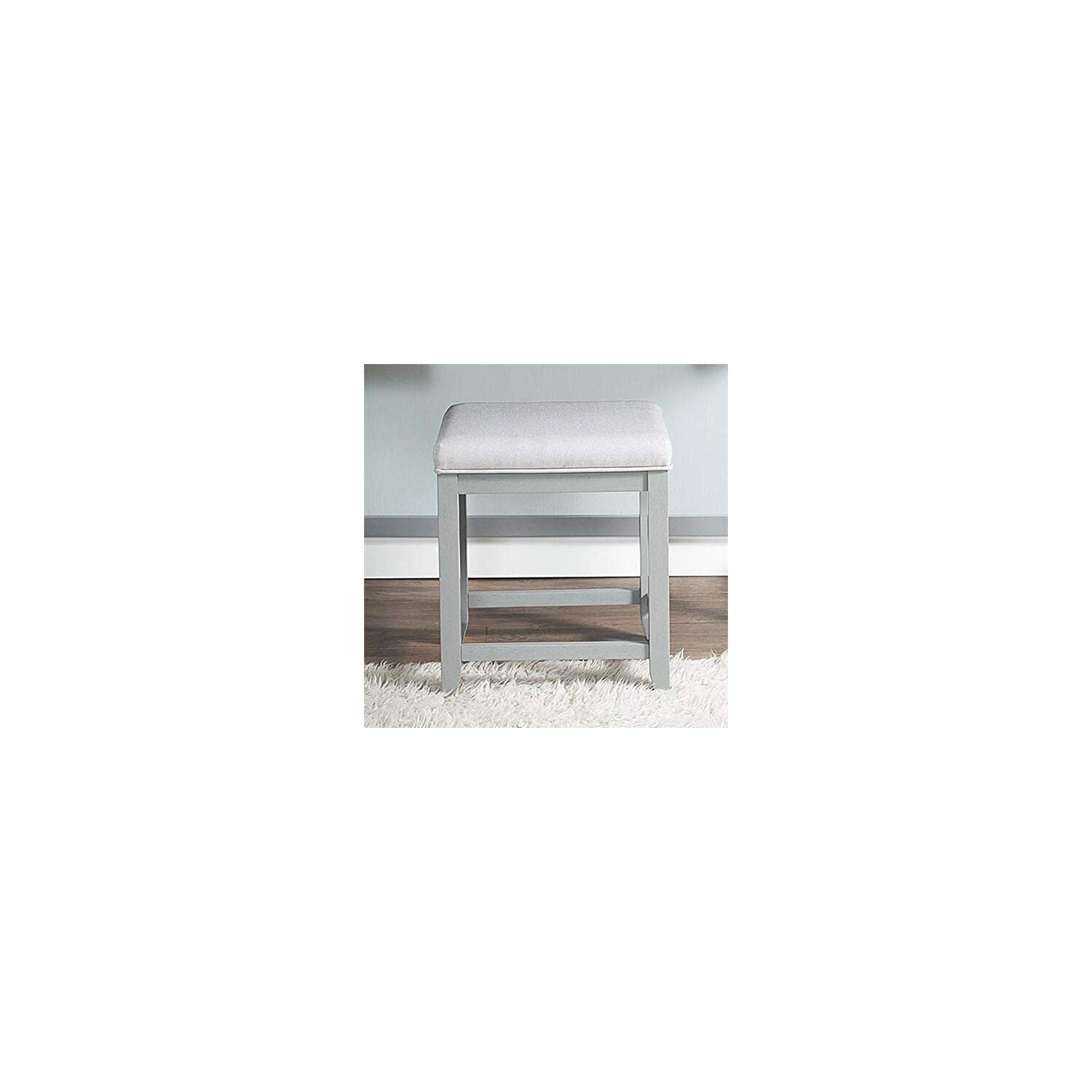 Amazon.com: Maykoosh Antique Ambiance Vanity Stool, Vintage Grey with Dove  Grey Linen Seat, 15.75" D x 17.5" W x 19.25" H, Comfortable Stool for Vanity  Desk, Upholstered Vanity Stools for Bedroom Vanities :