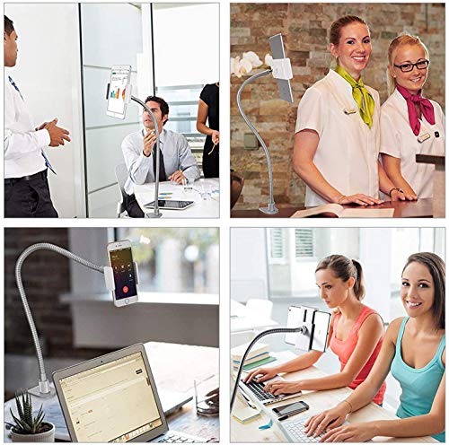 Abovetek Heavy Duty Aluminum Ipad Stand, Gooseneck Tablet Holder, Ipad Holder For Bed Kitchen Office, Flexible Long Arm Tablet Mount Stand Compatible With Ipad Iphone 6-13Pro, Fits For 3.5" - 11" #TOP7