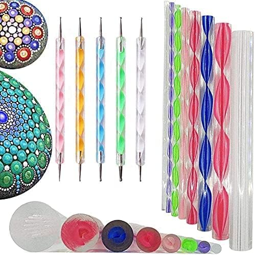 ikis Mandala Dotting Tools for Painting, Rock Paint Kits, Nail Art, Polymer Clay, DIY Supplies with Ball Stylus Dot Pen, Metal Modelling Ball Tool 13 PCS (8 Pcs Mandala Tool & 5 Pcs Dotting Tool)