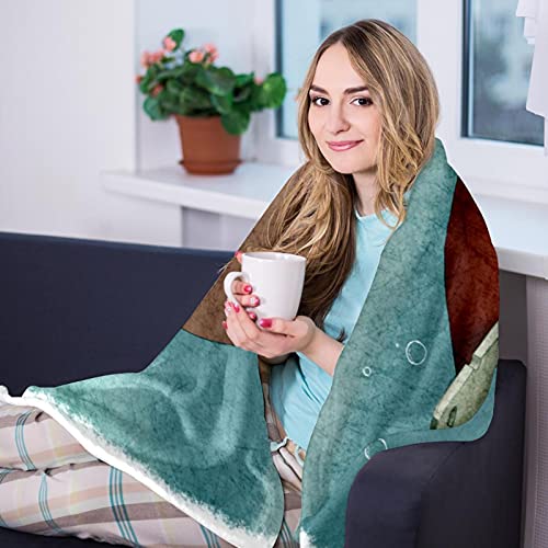 Couverture chaude imprimé poisson plaid isolant thermique canapé lit - 8