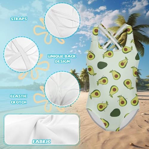 One Pieces Swimsuit for Girls Crew Neck Cute Swimwear Bathing Suits for Summer Hawaiian Quick-Dry 5-14 Years3