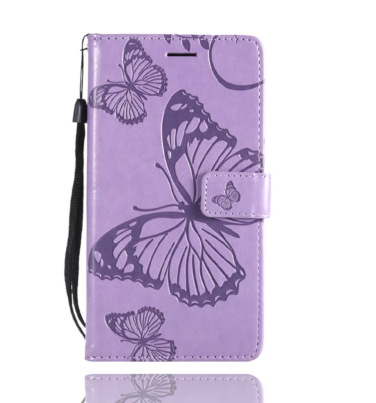Image of TROUNCE Butterfly Embossing Shock Proof Flip Cover with Card Cash Holder Wallet Case & Magnetic Lock|Mobile Cover|Back Cover for Samsung Galaxy A54 5G- Purple