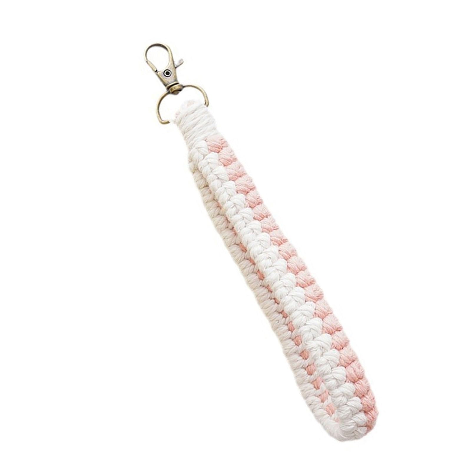 Buxuaaaa Handvoven Cotton Rope Keychain Colorful Braided Wristlet Keyring Pendant Stylish Bag Accessory for Everyday Use Fashionable Pendant