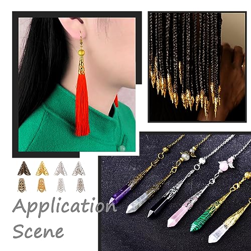Cheriswelry 450pcs Filigree Flower Bead Caps 5 Styles Tibetan Cones Bead End Caps Spacers for Earring Jewelry Making Hole: 1-2mm - Image 2